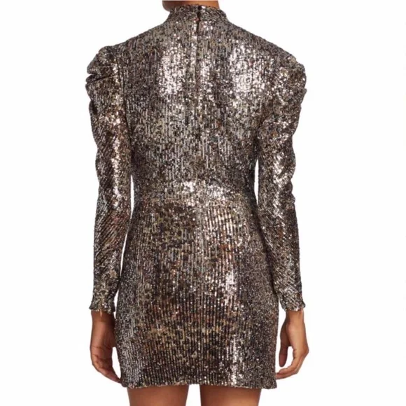 Jonathan Simkhai Mallory Sequined Long PuffSleeve Mini Dress Size 4